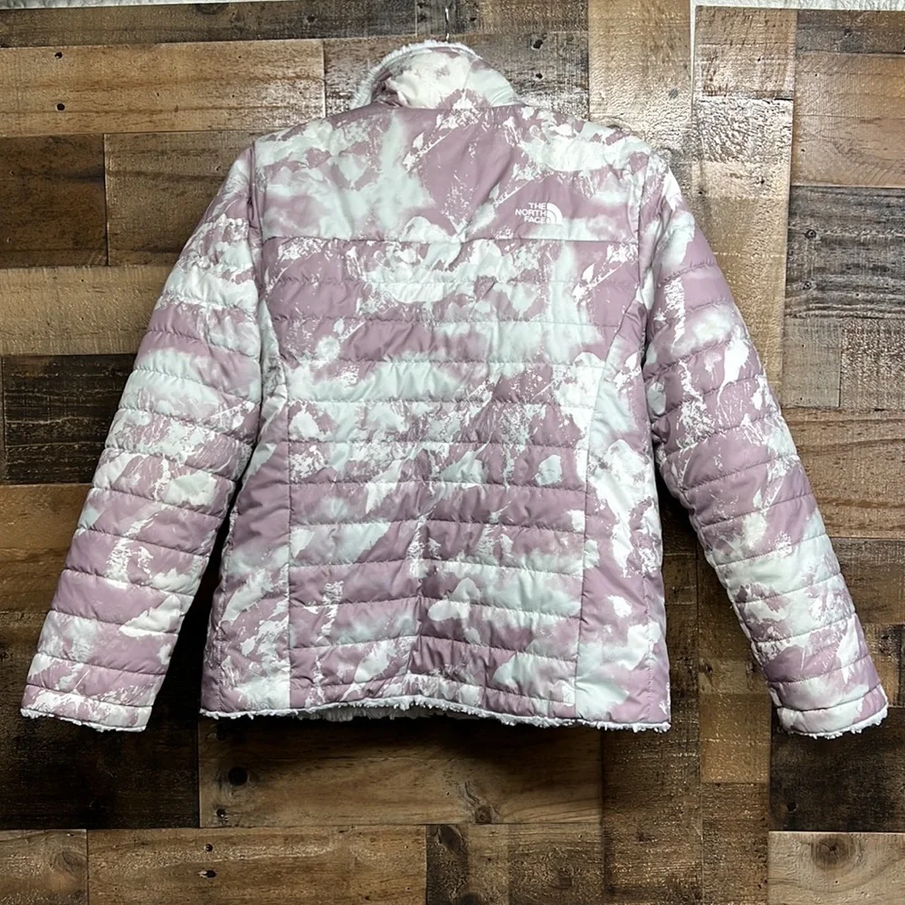 The North Face Pink/White Reversible Mossbud Swirl Coat Jacket Girl's‎ Size XL